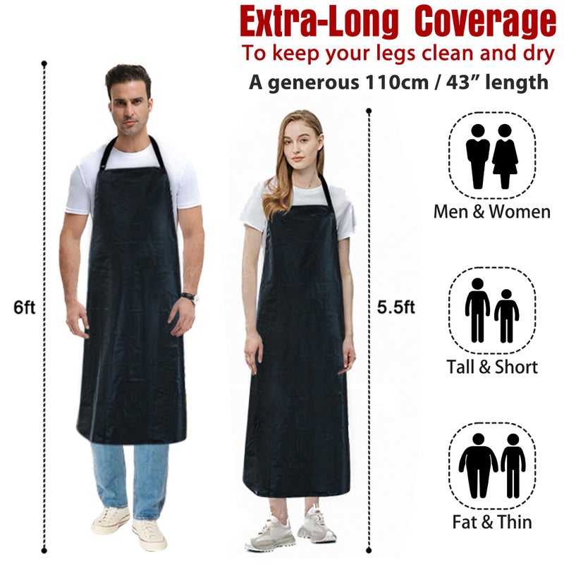 kilofly 1pc Vinyl Extra Long 43" Adjustable Waist Neck Ties Waterproof Apron - Image 3